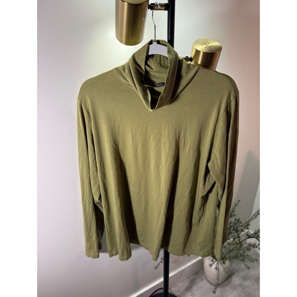 Nine West Turtleneck Top Olive Green Lightweight Fall Layering Shirt XL